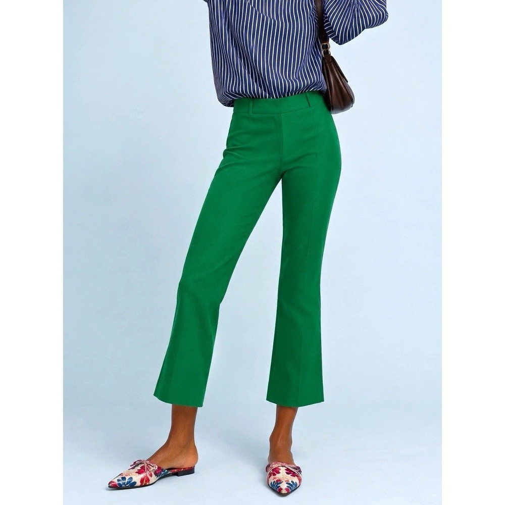 Anthropologie Essential Crop Flare Pants 2 Green Stretch Trousers
